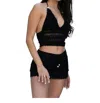 Blanco By Nature Cosmic Crochet Halter Top In Black In Black