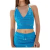 Blanco By Nature Cosmic Crochet Halter Top In Ocean Blue In Blue
