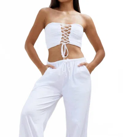 Blanco By Nature Laced Front Crop Top In White