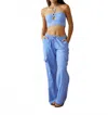 Blanco By Nature Oversized Cargo Drawstring Pants In Azure In Blue