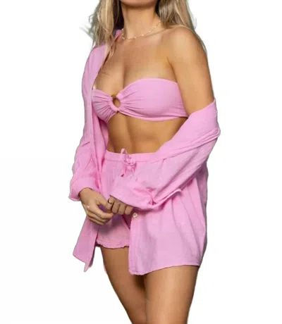 Blanco By Nature Safari Bandeau Top In Hot Pink In Multi