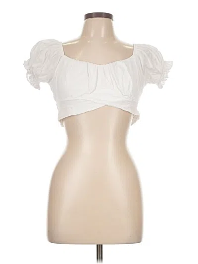 Pre-owned Blanco By Nature Short Sleeve Top White Sweetheart Neckline Tops