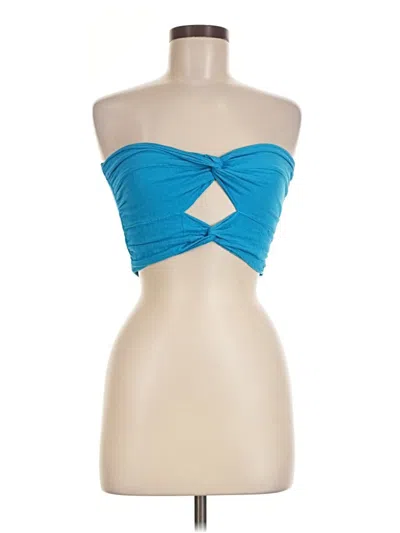 Pre-owned Blanco By Nature Sleeveless Top Blue Strapless Neckline Tops