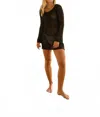 Blanco By Nature Tayna Long Sleeve Open Back Crochet Cover Up In Black In Black