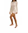Blanco By Nature Tayna Long Sleeve Open Back Crochet Cover Up In Ivory In Multi