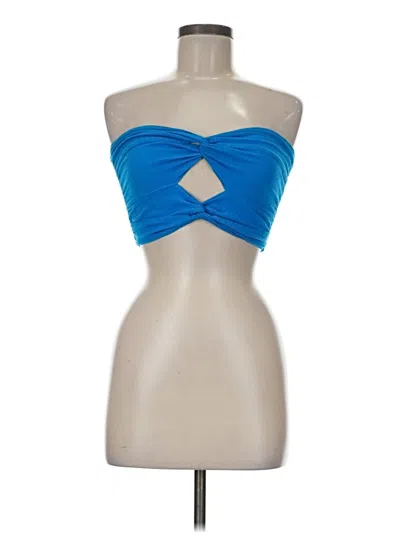 Pre-owned Blanco By Nature Tube Top Blue Strapless Neckline Tops