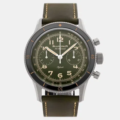 Pre-owned Blancpain Air Command Ac02-12b53-63b Green Titanium Automatic Men Wristwatch 42 Mm