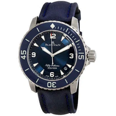 Pre-owned Blancpain Fifty Fathoms Automatic Blue Dial Men's Watch 5015-12b40-o52a