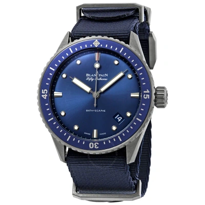 Blancpain Fifty Fathoms Bathyscaphe Automatic Blue Dial Men's Watch 5000-0240-naoa In Blue / Grey