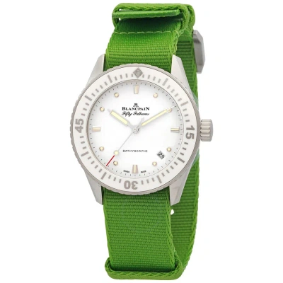 Blancpain Fifty Fathoms Bathyscaphe Automatic White Dial Watch 5100-1127-naha In Green / White
