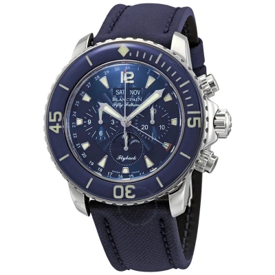 Blancpain Fifty Fathoms Flyback Chronograph Moonphase Automatic Men's Watch 5066f-1140-52b In Blue