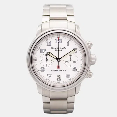Pre-owned Blancpain Silver Stainless Steel Flyback F 185 Automatic Men's Wristwatch 38 Mm In White