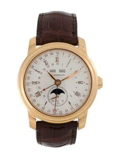 Pre-owned Blancpain Le Brassus Complete Calendar Moon Phase Gmt Watch In Multi