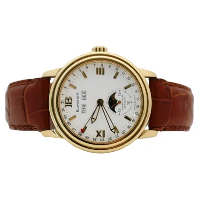 Pre-owned Blancpain Leman 18k Yellow Gold Complete Calendar 38mm Watch