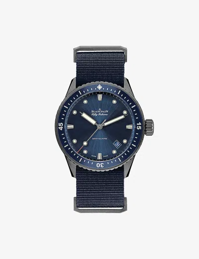 Blancpain Mens Blue 5000-0240-oa Fifty Fathoms Bathyscaphe Ceramic And Textile Automatic Watch