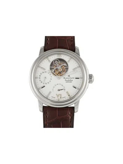 Pre-owned Blancpain  Leman Tourbillon 38mm In White