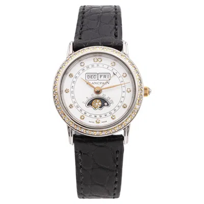 Pre-owned Blancpain Stainless Steel Triple Calendar Moonphase Diamond Women's Watch In Multi