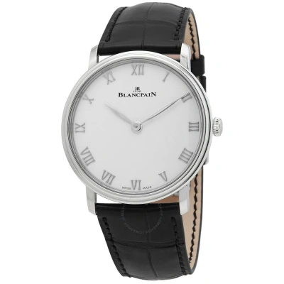 Blancpain Villeret Hand Wind White Dial Men's Watch 6605-1127-55b In Black / White