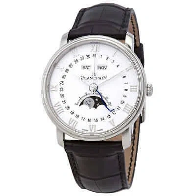 Pre-owned Blancpain Villeret Moonphase Automatic White Dial Men's Watch 6654-1127-55b