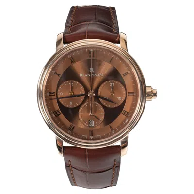 Pre-owned Blancpain Villeret Rose Gold Single Button Chronograph In Red