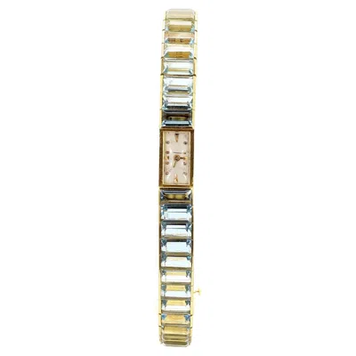 Pre-owned Blancpain Vintage  Rayville 18k Gold Ladies Watch On Aquamarine Bracelet In Multi