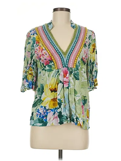 Pre-owned Blank London 3/4 Sleeve Blouse In Green