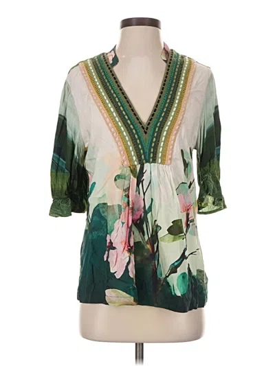 Pre-owned Blank London 3/4 Sleeve Blouse In Green