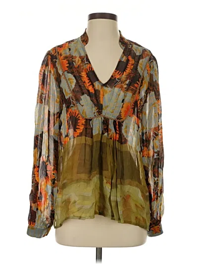 Pre-owned Blank London Long Sleeve Blouse In Brown
