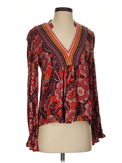 Pre-owned Blank London Long Sleeve Blouse In Burgundy