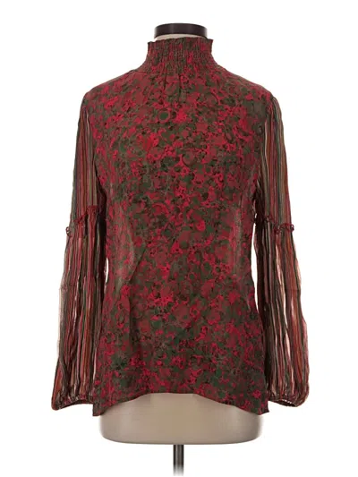 Pre-owned Blank London Long Sleeve Blouse In Burgundy