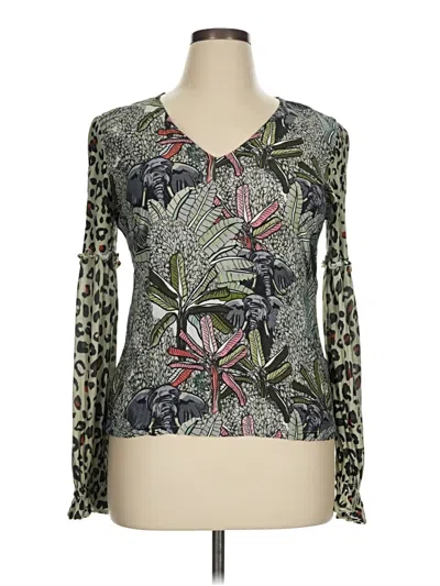 Pre-owned Blank London Long Sleeve Blouse In Green