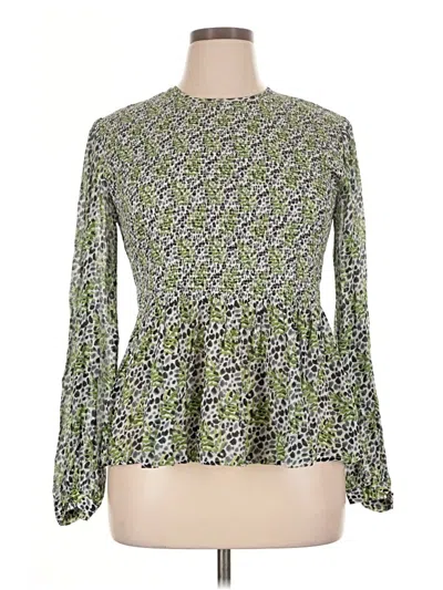 Pre-owned Blank London Long Sleeve Blouse In Green