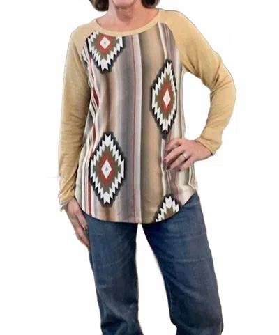 Blank Long Sleeve Aztec Print Top In Multi