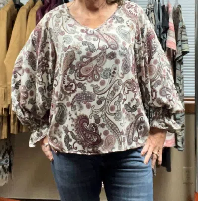 Blank Women's Paisley Print Blouse In Cream/maroon In Multi