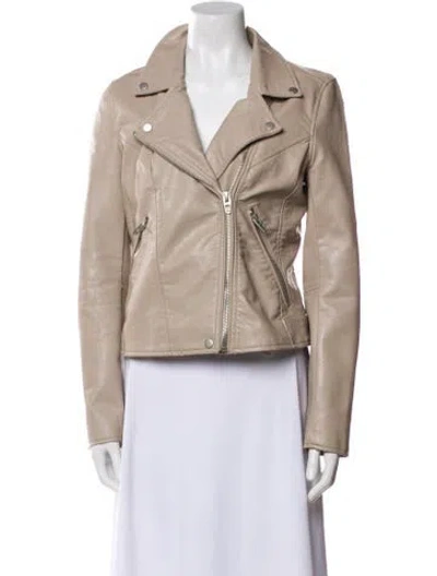 Pre-owned Blanka The Label Faux Leather Biker Jacket In Neutral