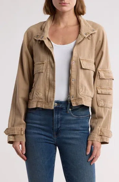Blanknyc Acid Wash Cotton Twill Jacket In Golden Tan