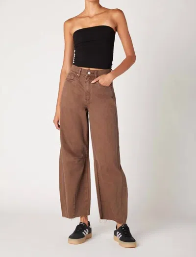 Blanknyc Barrel Leg Garment Dye Jeans In Coffee Bar In Brown