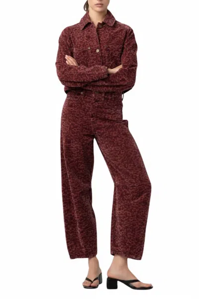 Blanknyc Barrel Leg Leopard Pattern Pants In Fomo Fuel In Brown