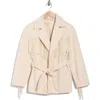 Blanknyc Belted Fringe Trim Coat In Neutral