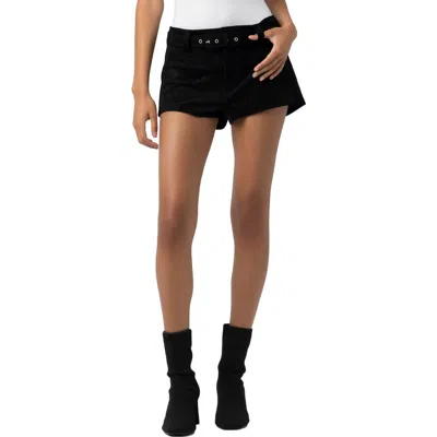 Blanknyc Belted Low Rise Faux Suede Microshorts In Black