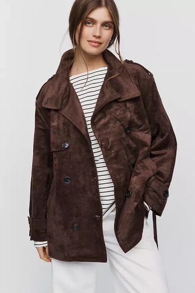 Blanknyc Belted Short Trench Coat Jacket In Brown