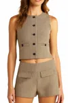 Blanknyc Between The Lines Vest Top In Tan In Multi