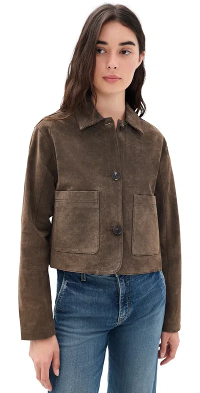 Blanknyc Black Coffee Suede Jacket Brown In Gray
