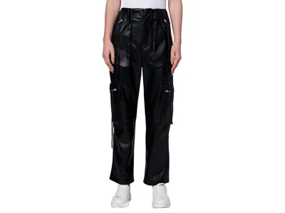 Blanknyc Black Leather Baxter Straight Leg Cargo Pants