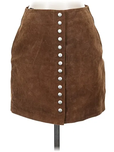Pre-owned Blanknyc Blank Nyc Faux Leather Skirt In Brown