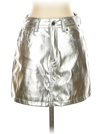 Pre-owned Blanknyc Blank Nyc Faux Leather Skirt In Silver