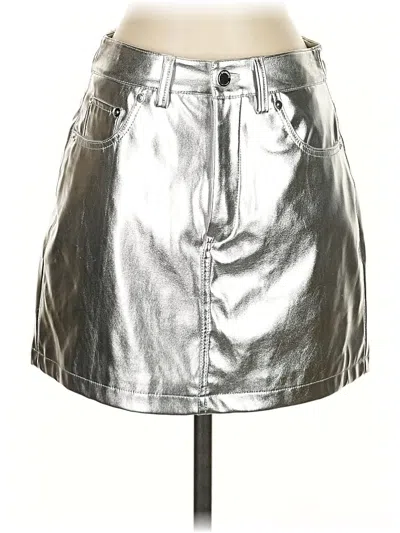 Pre-owned Blanknyc Blank Nyc Faux Leather Skirt In Silver