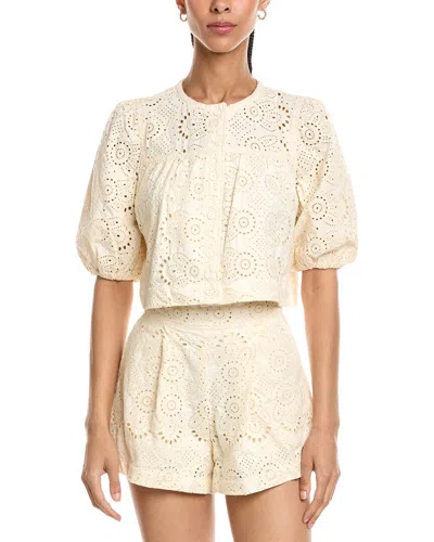 Blanknyc Blank Nyc Roaming Free Cream Cropped Shirt Jean In Neutral
