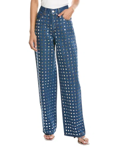 Blanknyc Blank Nyc Silver Dreams Medium Indigo High-rise Wide Leg Jean In Blue