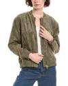 Blanknyc Faux Suede Bomber Jacket In Green